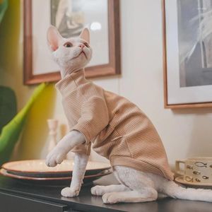 Cat Costumes Sphynx Warm Sweatershirt Pure Color Hairless Clothes Comfort Cotton Turtleneck Outwear Coat For Devon Rex