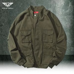 Mens Jackets Spring Autumn Cargo Jacket Man Military Tactical American Multipocket Japan Retro Loose Baseball Uniform 231031