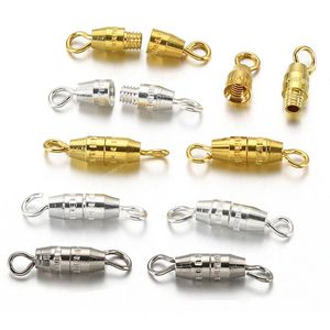50pcs 16x2mm Cylinder Fasteners Buckles Closed Beading End Clasp Screw Clasps For DIY Jewelry Making Bracelet Necklace Connector Jewelry MakingJewelry Findings