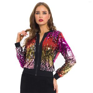 Jaquetas femininas 2023 outono lantejoulas brilhante com capuz jaqueta feminina manga longa zip up moda streetwear solto casaco chaquetas para mujeres