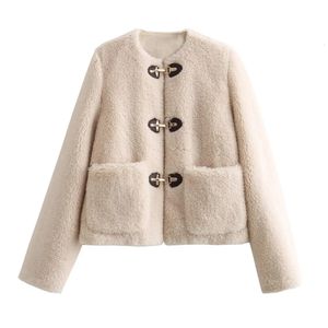 Jaquetas femininas unizera 2023 outono inverno produto moda e casual versátil primavera fivela fecho casaco de lã 231031