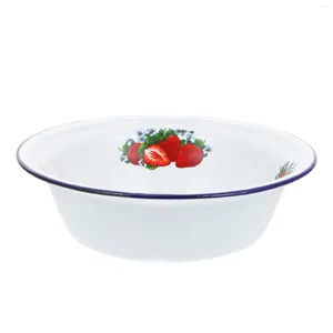 Bowls Bowl Emalj Emaljware Basin Soppa som serverar vintage blandningssallad Kök frukträtter Metal tvättar stor spannmål nudel