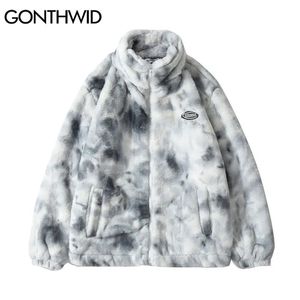 Męski futra sztuczne futro Hip Hop Winter Faux Fur Polar Kurtka Streetwear Men Harajuku krawat barwnik serce rozmyte kurtki ciepłe płaszcze swobodne płaszcze zamka błyskawiczne 231031