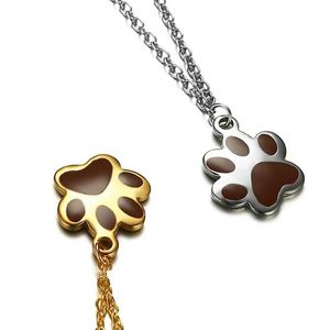 Simple Dog Paw Pendant Couple Necklaces Women Mens Stainless Steel Fashion Jewelry for Neck Christmas Gifts for Girlfriend Wholesale