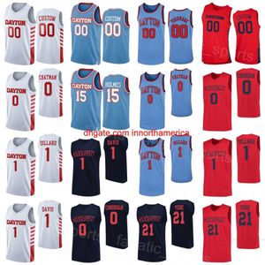 Basketball College 21 Dyshawn Pierre Jerseys Dayton Flyers 0 Rodney Chatman 0 Josh Cunningham 1 Kevin Dillard 1 Darrell Davis Black Red Blue White Sewn On