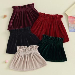 Shorts All Season Toddler Baby Girls Skirts Solid Color Velvet Princess Elastic A-Line Skirt Kids Party/birthday 0-4Years