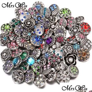 CHARM bilezikler cazibe bilezikler 100pcs/lot toptan 12mm 18mm anlık düğme mücevherler için karma karışık rhinestone metal takılar diy popo dhsgj