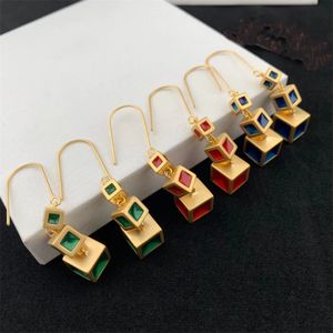 French Gradient Block Three-Dimensional Geometric Vintage Earrings For Women's Light Luxury Design Charm Fashion Jewelry