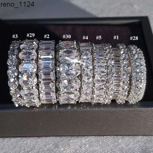 Sier Plated Copper Zircon Eternity Rings for Women Big Gift Wholesale Lots Bulk Wedding CZ Band Ring