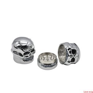 Skull Grinder Metal Reting Herb 43mm 3 delar lager Spice Tobacco Cartoon Grinders Crusher Herbal Cigarette Miller Gift DHL