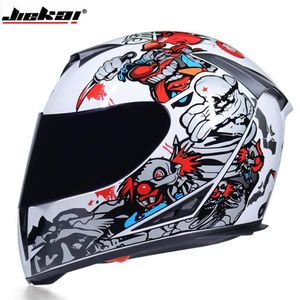 Jiekai Dot 승인 된 풀 페이스 오토바이 헬멧 세척 가능한 라이닝 듀얼 렌즈 패스트 릴리스 헬멧 카스 코스 스크 모토 2358