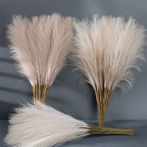 Dried Flowers 55CM 5 10 20PCS Fluffy Pampas Grass Boho Decor Flower Fake Plant Reed Simulated Wedding Party Home Decoration Artificial 231101