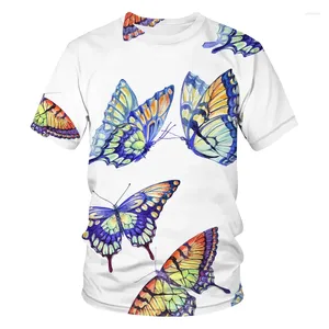 Homens camisetas 2023 moda 3d impressão dos desenhos animados borboleta homens e mulheres verão oversized t-shirt o-pescoço de manga curta camisa casual tops