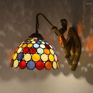 Lampade da parete Lampada d'angolo con luci Tiffany colorate Apparecchio di illuminazione per interni per la casa Soggiorno Bar Decorazioni per sirene mediterranee industriali