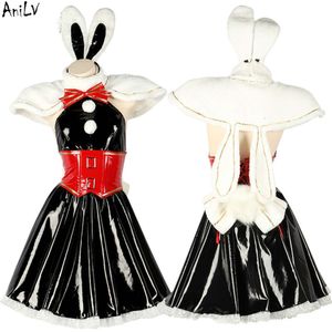 ANI 2023 Nyårsläderklänning Rabbit Ear Shawl Unifrom Women Bunny Anime Combat Outfits Costumes Cosplay