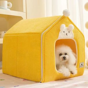 Canis Pens Dobrável Dog House Kennel Bed Mat para Pequenos Cães Médios Gatos Inverno Quente Cama de Gato Ninho Produtos para Animais de Estimação Cesta Animais de Estimação Filhote de Cachorro Cave Sofá 231101