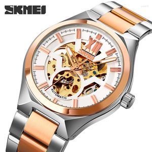 Wristwatches SKMEI Brand Men's Automatic Watch For Men Fashion Stainless Steel Quartz Watches Hollow Skeleton Mechanical Wristwatch