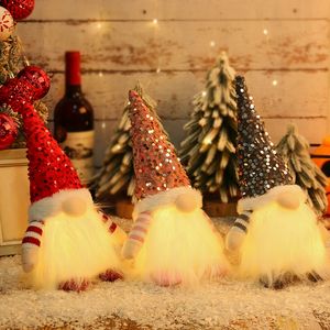 Christmas decorations Christmas sequins with lights Rudolph doll Christmas glow faceless doll adornment