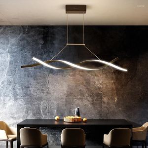 Lampade a sospensione Luci a Led minimaliste Lampada a sospensione nera oro per cucina Sala da pranzo Nordic Living Loft Deco Lampara Colgante