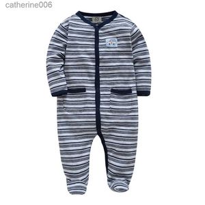 Jumpsuits New Fall Winter Newborn Baby Clothes Cotton Striped Cartoon Print Baby Boy Jumpsuit Long Sleeve ropa de bebe ClothingL231101