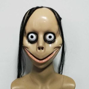 Halloween Supplies New Halloween Horror With Long Hair MO Mask Funny Mask V-shaped Mouth Mask With Hair Female Ghost Mask Roleplay MO Mask Masks