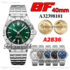 GF 40 мм Chronomat GMT A32398101 A2836 Автоматические мужские часы Зеленый циферблат Браслет из нержавеющей стали Мужские часы Timezonewatch TWBR Z29A