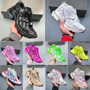 Paris Runner 7.0 Kvinnor Män Casual Shoes Transmit Sense Trainers Black White Pink Blue Bourgogne Dekonstruktion Sneakers Top Quality Sneaker