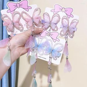 Acessórios de cabelo Vintage Par Clip High End Walking Edge Streamer Fringe Flower Bow Pearl