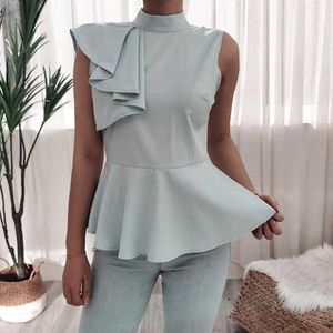 Lässige Blusen mit Rüschen für Damen, Chiffon-Bluse, weibliches Schößchen-Top