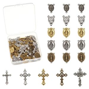 Collane con ciondolo 10-120 pezzi pendenti in stile tibetano e componenti per lampadari in lega collegamenti pezzi centrali del rosario per la creazione di gioielli ciondolo