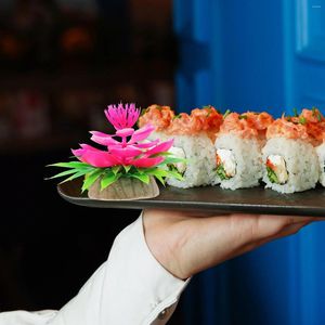 Servis uppsättningar 10 st sushi dekor bestick falska blommor tallrik dekoration dekorativa prydnadsarrangemang plattor el dish