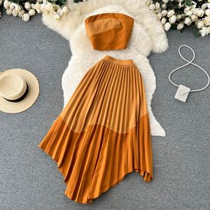 Autumn Winter Christmas Two Piece Dress Knitted Sets Beading Stand Collar Short Sleeve Top Ball Gown Skirt Woman Sets Suits 2024