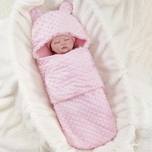 Blankets Fashionable Double Layered Baby Blanket Born Lamb Fleece Wrap Sleep Bag Gift Drop