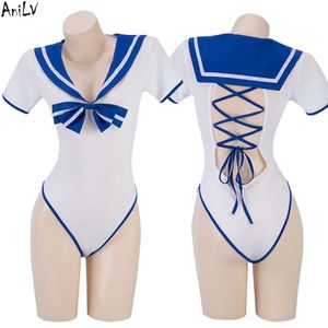 Ani 2023 Beach Girl Anime School Bodysuit Swimsuit Uniform Costumes Women Student Sailor badkläder outfit Pool Party Cosplay Cosplay