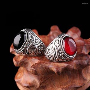 Cluster Rings European And American Double Eagle Army Ring Punk Domineering Luoxin Men's Gemstone Retro Factory Direct Sales
