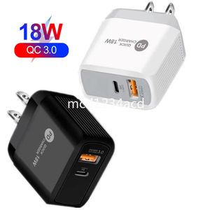 QC3.0 Snabbtyp C -laddare 18W 12W PD USB C Wall Chargers EU US UK Adapter för iPhone 12 13 14 Samsung HTC PC M1