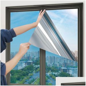 Window Stickers Window Stickers Privacy Film One Way Mirror Daytime Anti Uv Sun Blocking Heat Control Reflective Glass Tint Sticker Fo Dhkzv