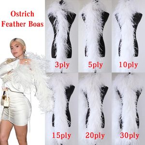 Other Event Party Supplies 120ply White Ostrich Feathers Boa 2 Meter Nature Ostrich Plumes Shawl for Wedding Party Dress Sewing Clothing Decoration Scarf 231031