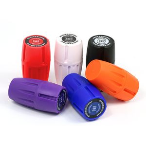 Wholesale Barrel Style Herb Grinders and Jar Plastic Tobacco Grinder Metal 3-Pieces Hand Mechanical Grinding Shredder Crusher Container