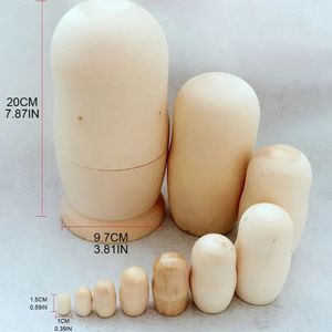 Dolls 10pcs DIY Unpainted Blank Wooden Big Belly Shape Russian Nesting Dolls Matryoshka for Doll Set for Kids Toy Birthday Home for 231031