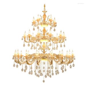 Chandeliers Stairway Long Chandelier Living Room Lamp Contemporary Large Crystal Foyer LED Modern Light Fixture