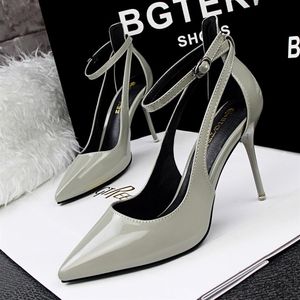 2020 Women High Heels Fashion Pointed Toe Office Shoes Women's Solid Flock Shallow High Heels Shoes for Women284t