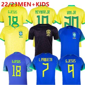 2023 Brasils Vini Jr. Fotbollströjor Casemiro 22 23 Nya Brasils National Team G.Jesus P.Coutinho Away Men Kids Kit L.Paqueta T.Silva Pele Marcelo Football Shirt Uniform
