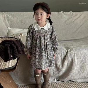 Girl Dresses 2023 Handmade Smocked Baby Girls Autumn Floral Dress Kids Boutique Children Spanish Smocking Frocks Clothes 2-8y Costume