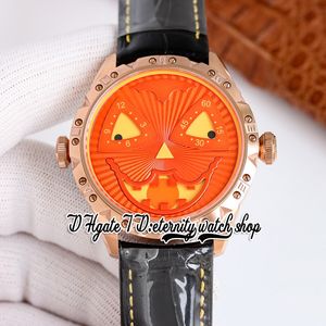 TWF V4S Japan NH35A Automatyczna męska zegarek Konstantin Chaykin Moon Phase Joker Orange Dial 18K Rose Gold Stael Case Black Leather Pasp Super Edition Watches