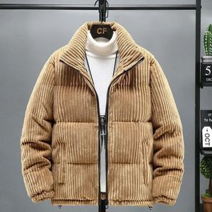 Piumino da uomo Parka Abbigliamento invernale da uomo Spessa calda giacca imbottita in velluto a coste Parka Vintage Casual allentato Colletto alla coreana Cerniera Cappotto imbottito in cotone 231031