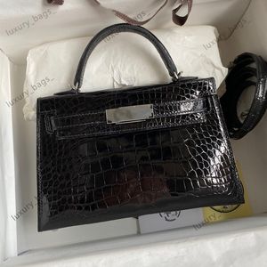 Topp mini handväska designer crossbody väska bälte väska bling axelväskor kvinnor koppling äkta läder importerat krokodil läder sadel väska mini handväska alla handgjorda a