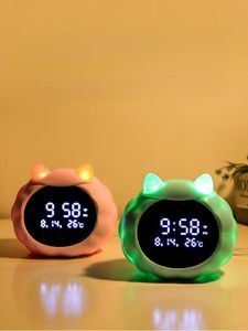 Klockor tillbehör Annan mode Simple Alarm Kids Voice Control Plastic Night Light Student Silent Despertador Room Decor BS50ac