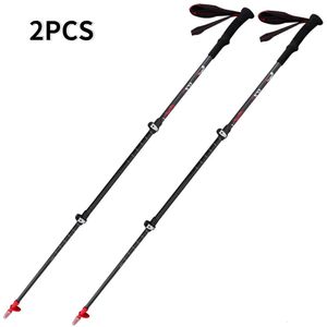 Skidstänger Ultralight Walking Sticks Trekking Pole Telescopic Ski Cane Carbon Fiber Crutch Outdoor Portable Handing Camping Equipment 2st 231101