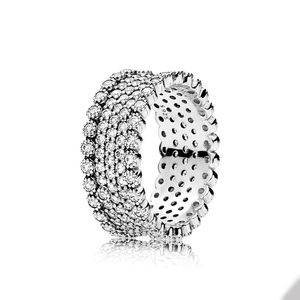 Pandora için Full CZ Elmas Bant Yüzüğü Otantik Sterlling Gümüş Köpüklü Düğün Tasarımcı Yüzük Mücevherleri Kadınlar için Kız arkadaşı Hediye Yüzük Orijinal Kutu ile Seti